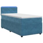 vidaXL Posteľ boxspring s matracom Modrá 100 x 200 cm Zamat – Obrázok 2