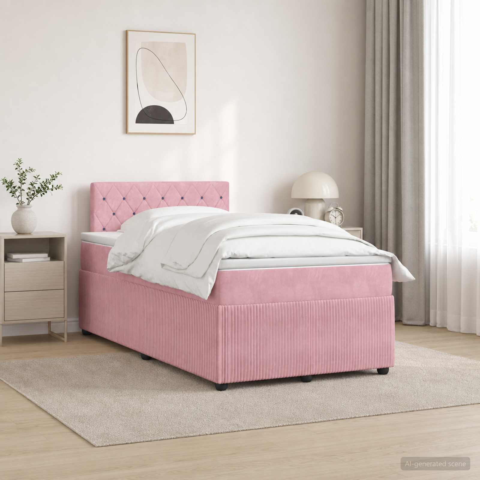 3453100_1.jpg vidaXL Posteľ boxspring s matracom Ružová 120 x 190 cm Zamat – Obrázok 1