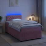 vidaXL Posteľ boxspring s matracom Ružová 120 x 190 cm Zamat – Obrázok 4