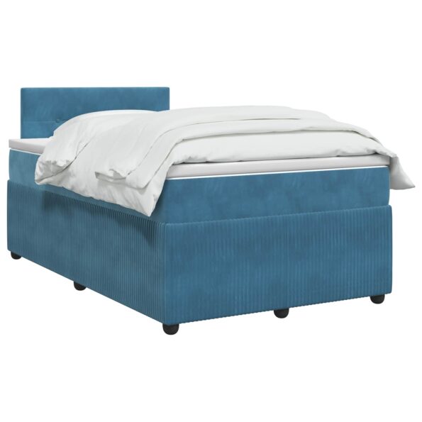 vidaXL Posteľ boxspring s matracom Modrá 120 x 190 cm Zamat – Obrázok 3