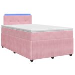vidaXL Posteľ boxspring s matracom Ružová 120 x 190 cm Zamat – Obrázok 2