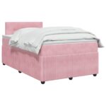 vidaXL Posteľ boxspring s matracom Ružová 120 x 190 cm Zamat – Obrázok 3