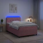 vidaXL Posteľ boxspring s matracom Ružová 120 x 190 cm Zamat – Obrázok 4
