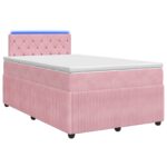vidaXL Posteľ boxspring s matracom Ružová 120 x 200 cm Zamat – Obrázok 2