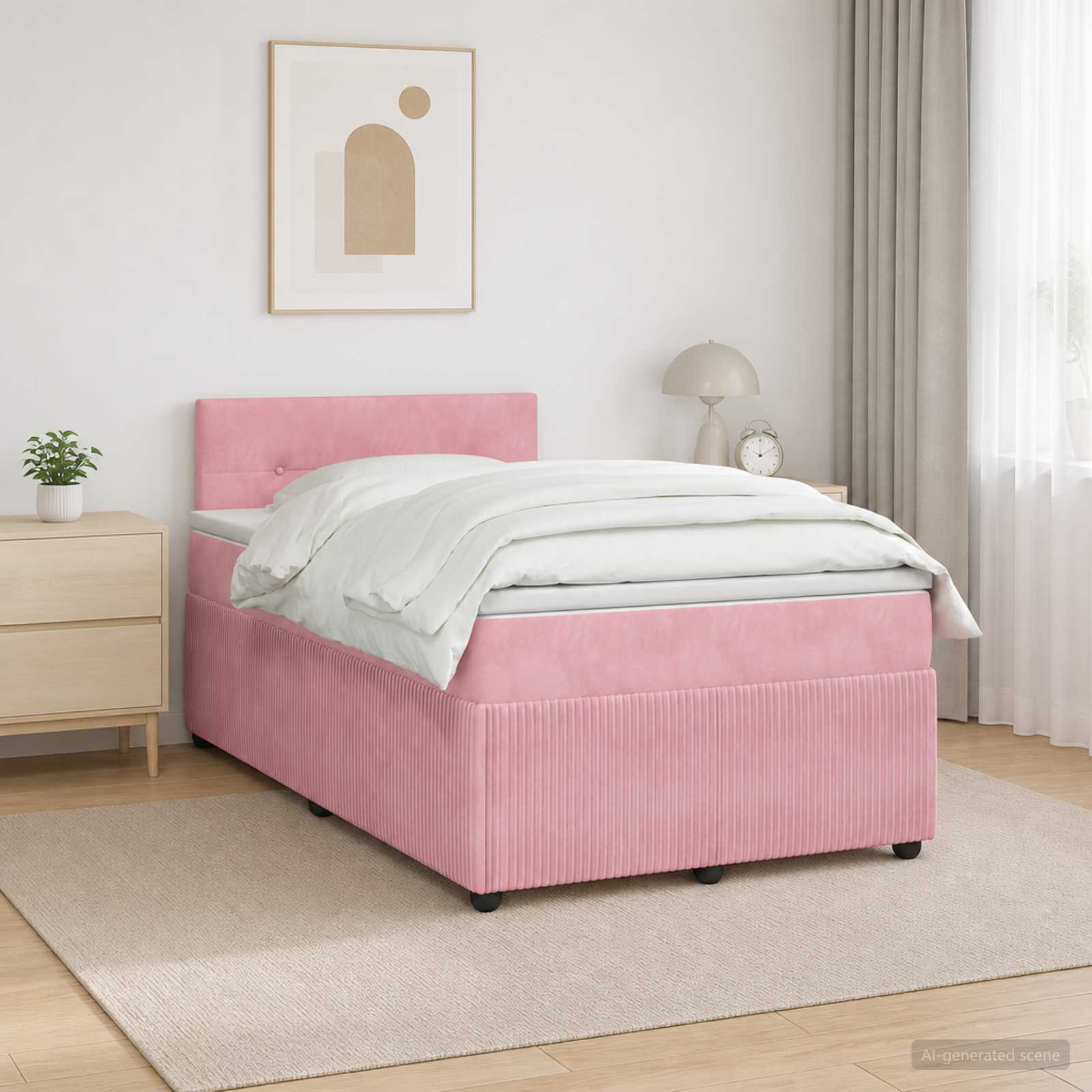 3453124_1.jpg vidaXL Posteľ boxspring s matracom Ružová 120 x 200 cm Zamat – Obrázok 1