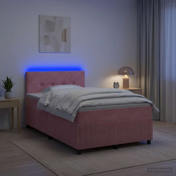vidaXL Posteľ boxspring s matracom Ružová 120 x 200 cm Zamat – Obrázok 4