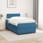 vidaXL Posteľ boxspring s matracom Modrá 120 x 200 cm Zamat