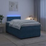 vidaXL Posteľ boxspring s matracom Modrá 120 x 200 cm Zamat – Obrázok 4
