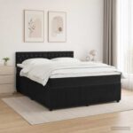 vidaXL Posteľ boxspring s matracom Čierna 140 x 190 cm Zamat