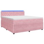 vidaXL Posteľ boxspring s matracom Ružová 140 x 190 cm Zamat – Obrázok 2