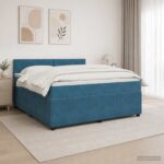 vidaXL Posteľ boxspring s matracom Modrá 140 x 190 cm Zamat