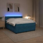 vidaXL Posteľ boxspring s matracom Modrá 140 x 190 cm Zamat – Obrázok 4
