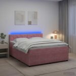 vidaXL Posteľ boxspring s matracom Ružová 140 x 190 cm Zamat – Obrázok 4