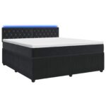 vidaXL Posteľ boxspring s matracom Čierna 140 x 200 cm Zamat – Obrázok 2