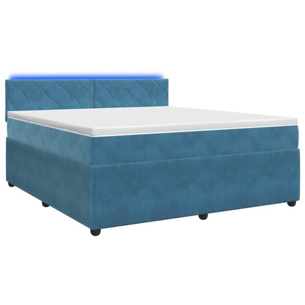 vidaXL Posteľ boxspring s matracom Modrá 140 x 200 cm Zamat – Obrázok 2