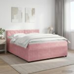 vidaXL Posteľ boxspring s matracom Ružová 140 x 200 cm Zamat