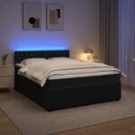 vidaXL Posteľ boxspring s matracom Čierna 160 x 200 cm Zamat – Obrázok 4