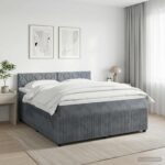 vidaXL Posteľ boxspring s matracom Tmavosivá 160 x 200 cm Zamat
