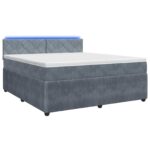 vidaXL Posteľ boxspring s matracom Tmavosivá 160 x 200 cm Zamat – Obrázok 2