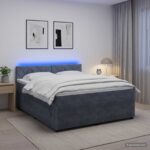 vidaXL Posteľ boxspring s matracom Tmavosivá 160 x 200 cm Zamat – Obrázok 4