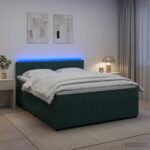 vidaXL Posteľ boxspring s matracom Tmavozelená 160 x 200 cm Zamat – Obrázok 4