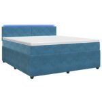 vidaXL Posteľ boxspring s matracom Modrá 160 x 200 cm Zamat – Obrázok 2