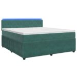 vidaXL Posteľ boxspring s matracom Tmavozelená 180 x 200 cm Zamat – Obrázok 2