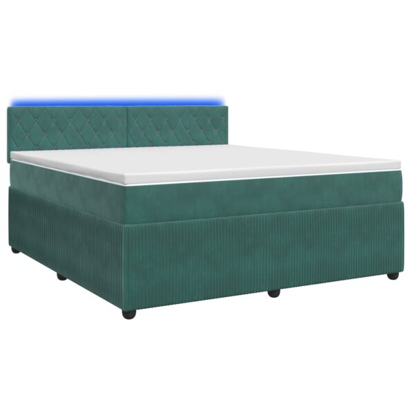 vidaXL Posteľ boxspring s matracom Tmavozelená 180 x 200 cm Zamat – Obrázok 2