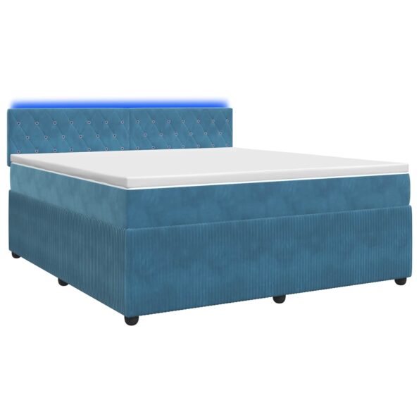 vidaXL Posteľ boxspring s matracom Modrá 180 x 200 cm Zamat – Obrázok 2