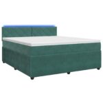 vidaXL Posteľ boxspring s matracom Tmavozelená 180 x 200 cm Zamat – Obrázok 2