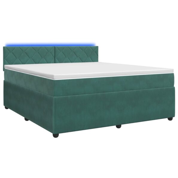 vidaXL Posteľ boxspring s matracom Tmavozelená 180 x 200 cm Zamat – Obrázok 2