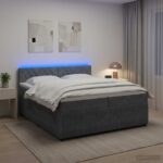vidaXL Posteľ boxspring s matracom Tmavosivá 200 x 200 cm Zamat