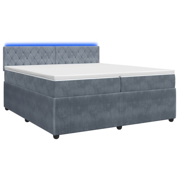 vidaXL Posteľ boxspring s matracom Tmavosivá 200 x 200 cm Zamat – Obrázok 2