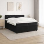 vidaXL Posteľ boxspring s matracom Čierna 200 x 200 cm Zamat