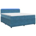 vidaXL Posteľ boxspring s matracom Modrá 200 x 200 cm Zamat – Obrázok 2