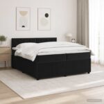 vidaXL Posteľ boxspring s matracom Čierna 200 x 200 cm Zamat