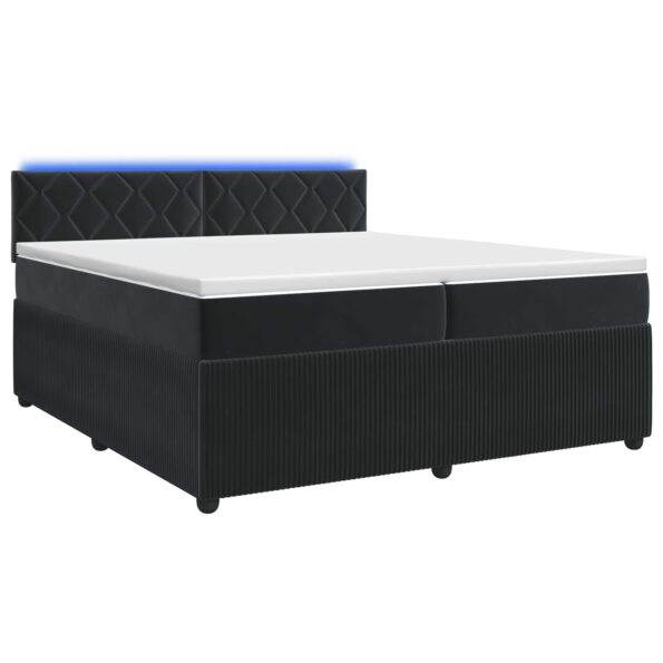 vidaXL Posteľ boxspring s matracom Čierna 200 x 200 cm Zamat – Obrázok 2