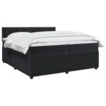 vidaXL Posteľ boxspring s matracom Čierna 200 x 200 cm Zamat – Obrázok 3