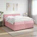 vidaXL Posteľ boxspring s matracom Ružová 200 x 200 cm Zamat