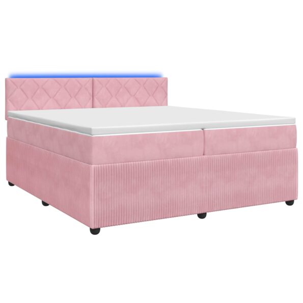 vidaXL Posteľ boxspring s matracom Ružová 200 x 200 cm Zamat – Obrázok 2
