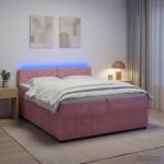 vidaXL Posteľ boxspring s matracom Ružová 200 x 200 cm Zamat – Obrázok 4