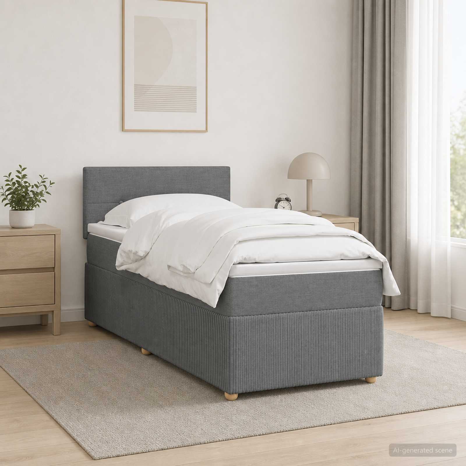 3453224_1.jpg vidaXL Posteľ s boxspringom a matracom a LED Tmavosivá 90 x 190 cm – Obrázok 1