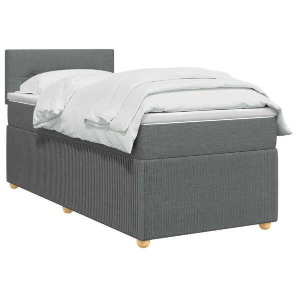 vidaXL Posteľ s boxspringom a matracom a LED Tmavosivá 90 x 190 cm – Obrázok 3