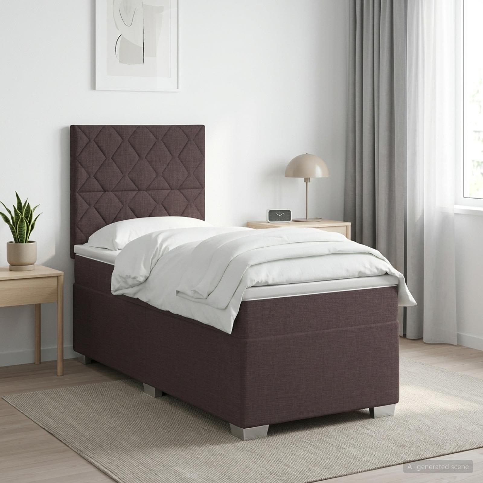 3453286_1.jpg vidaXL Posteľ boxspring s matracom Tmavohnedá 80 x 200 cm Látka – Obrázok 1