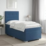 vidaXL Posteľ boxspring s matracom Modrá 90 x 190 cm Látka