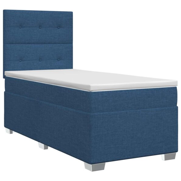 vidaXL Posteľ boxspring s matracom Modrá 90 x 190 cm Látka – Obrázok 2
