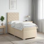 vidaXL Posteľ boxspring s matracom Krémová 90 x 190 cm Látka