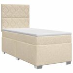 vidaXL Posteľ boxspring s matracom Krémová 90 x 190 cm Látka – Obrázok 2