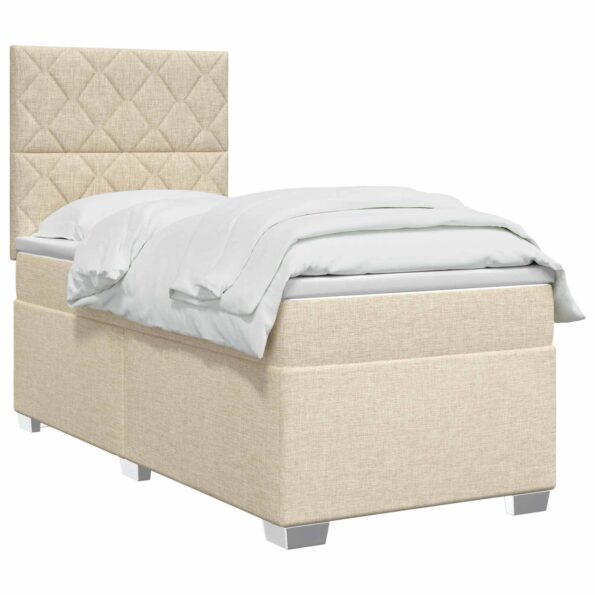 vidaXL Posteľ boxspring s matracom Krémová 90 x 190 cm Látka – Obrázok 3