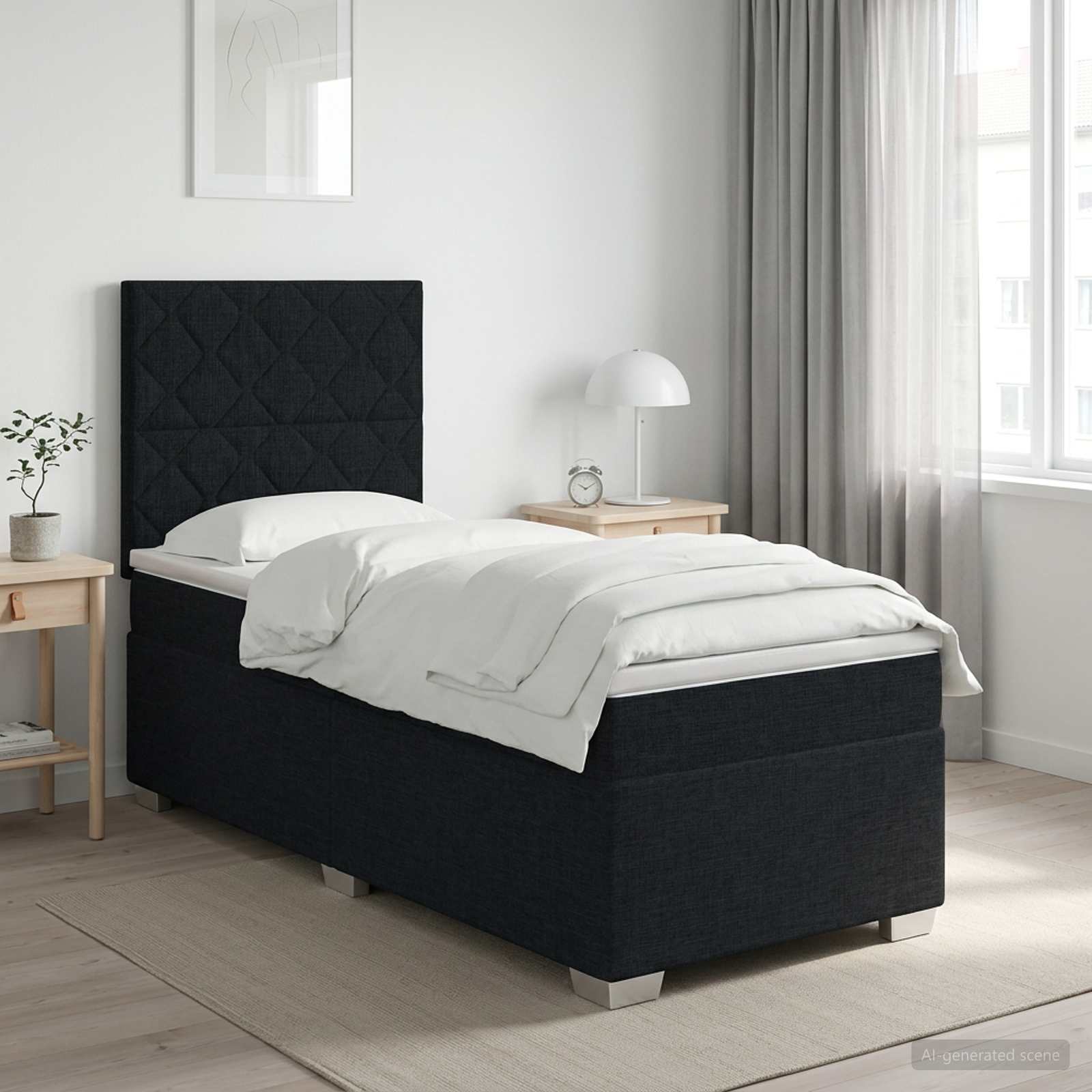 3453327_1.jpg vidaXL Posteľ boxspring s matracom Čierna 90 x 200 cm Látka – Obrázok 1